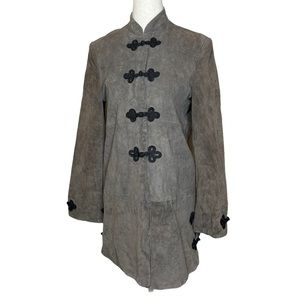 Gretchen Scott Chinese Knot Button Washable Faux Suede Coat Size Small
